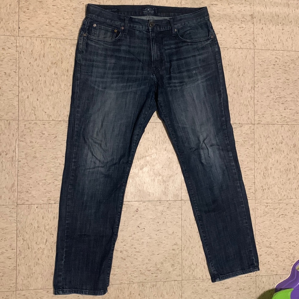 LUCKY BRAND MEN'S DARK BLUE  221 ORIGINAL STRAIGHT LEG JEANS SIZE 36 X 32